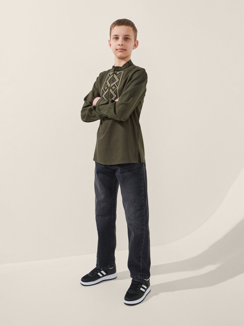 Сорочка вишиванка для хлопчика LAWA E-BB02302 152 см Хакі shop (2000999576133)  Фото №2