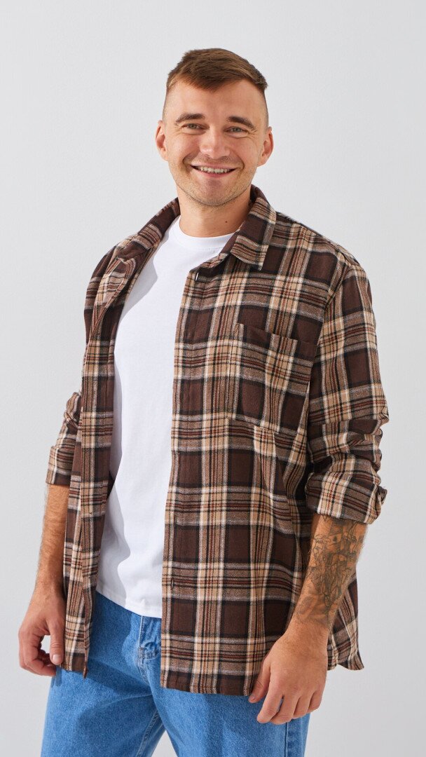 Сорочка з візерунком чоловіча LAWA MBC02360 XL Бежево-коричневий shop (2888000017321)