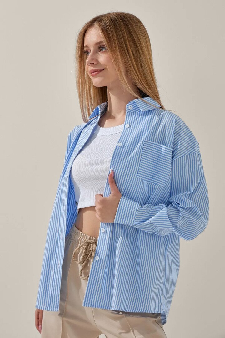 Сорочка з візерунком для дівчинки LAWA GBC02308 134 см Блакитно-білий shop (2000999143953)  Фото №2