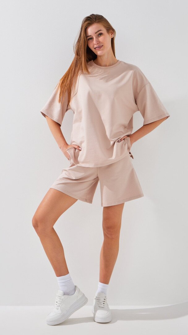 Шорти трикотажні однотонні жіночі  LAWA WBC02406 XS Світло-бежевий shop (2000999216480)