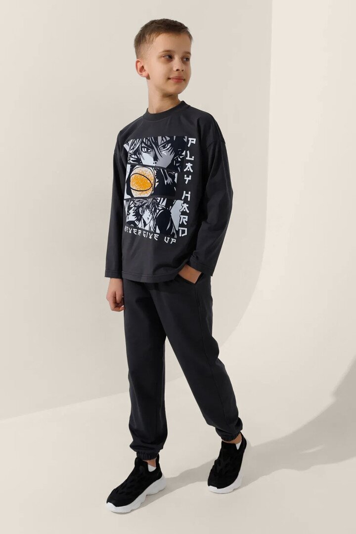 Спортивні штани однотонні для хлопчика LAWA BBC02324 122 см Графітовий shop (2000991050761)  Фото №0