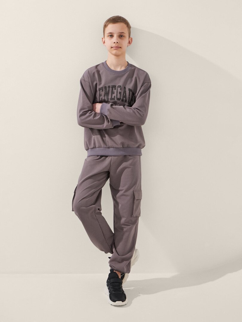 Спортивний костюм світшот+штани для хлопчика LAWA P-BB02338 146 см Коричневий-графітовий shop (2000999531286)