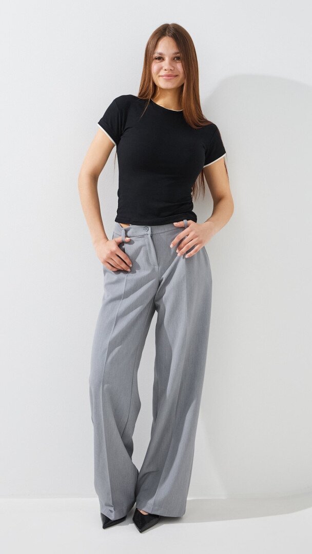 Штани палаццо однотонні жіночі LAWA WTC02466 XS Сірий shop (2000999513084)  Фото №0
