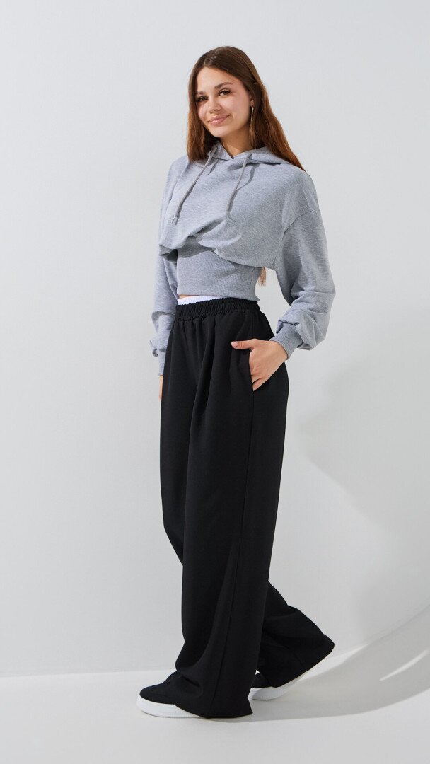 Штани палаццо однотонні жіночі LAWA WTC02468 XS Чорний shop (2000999529047)  Фото №1