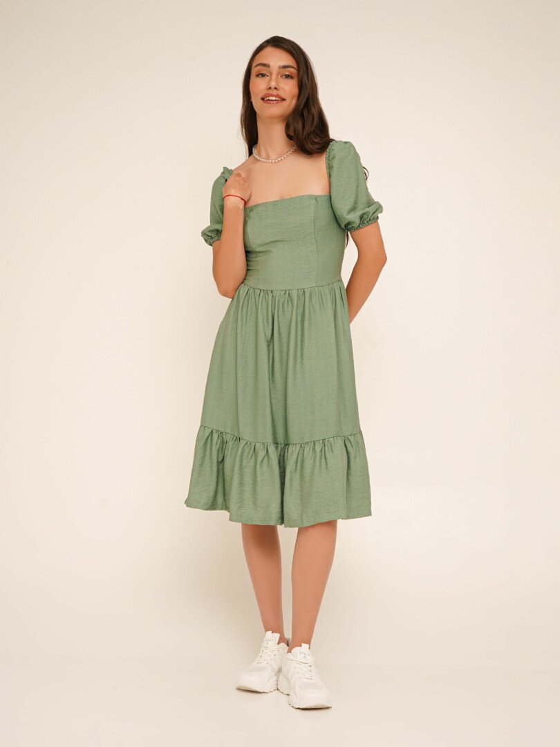 Сукня однотонна жіноча LAWA WTC02382 L Зелений shop (2000990656285)  Фото №2