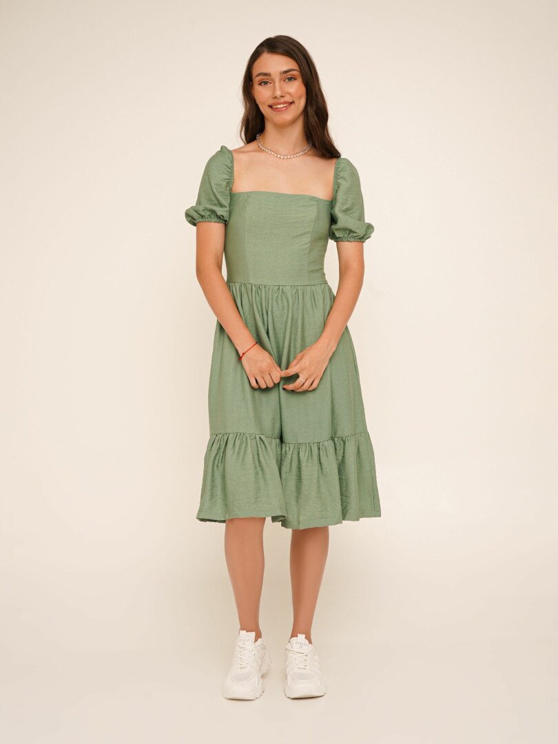 Сукня однотонна жіноча LAWA WTC02382 L Зелений shop (2000990656285)  Фото №1