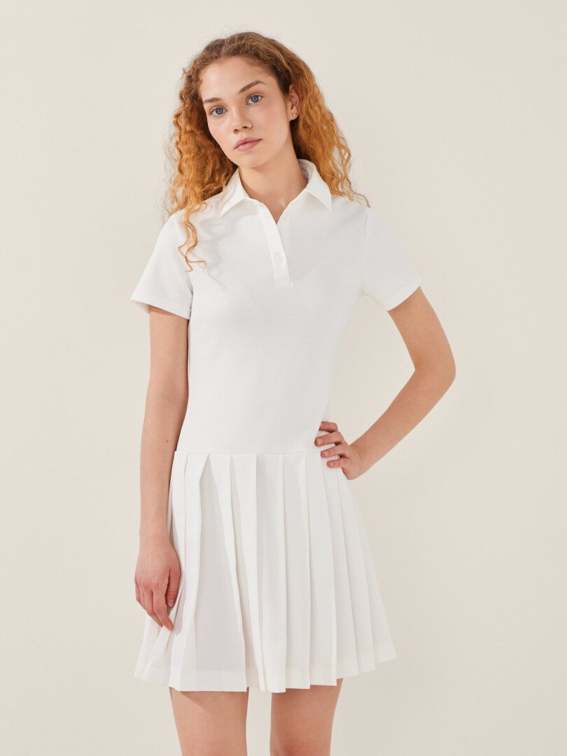 Сукня-поло однотонна жіноча LAWA WTC02496 S Молочний shop (2000999610097)  Фото №0