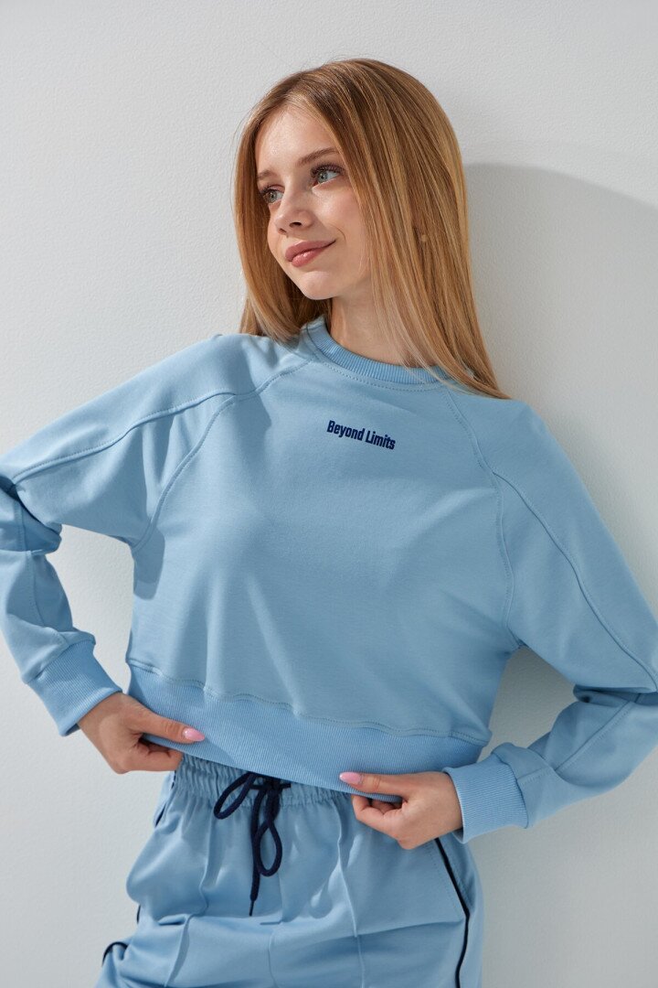 Світшот з принтом для дівчинки LAWA P-GB02317 158 см Блакитний shop (2000991069107)  Фото №1