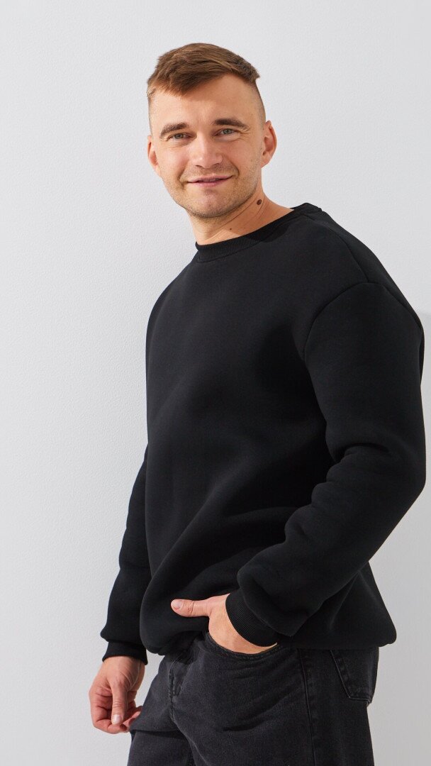 Світшот однотонний чоловічий LAWA MBC02306 2XL Чорний shop (2888000021052)  Фото №1