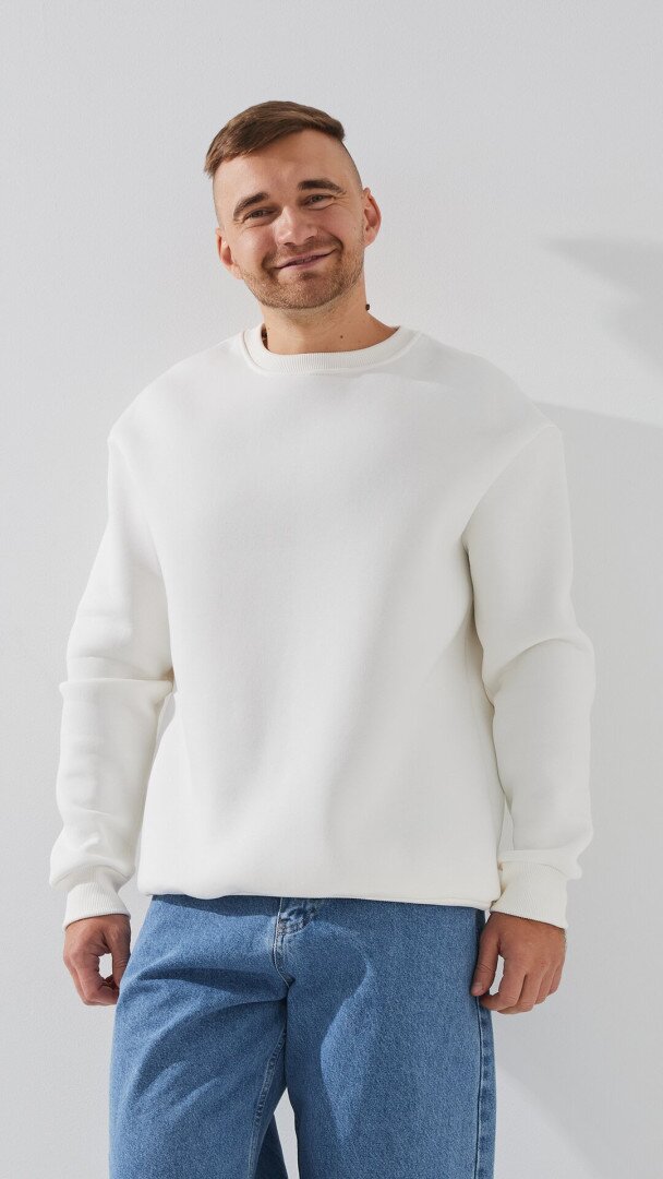 Світшот однотонний чоловічий LAWA MBC02306 2XL Молочний shop (2888000024763)