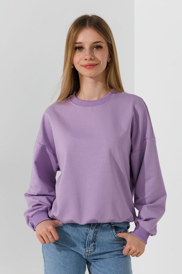 Світшот однотонний для дівчинки LAWA GBC02322 122 см Бузковий shop (2000991041714)