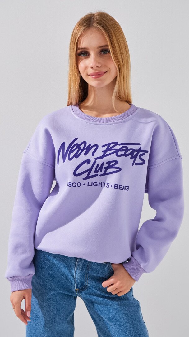 Світшот з принтом для дівчинки LAWA P-GB02339 134 см Лавандовий shop (2888000026125)