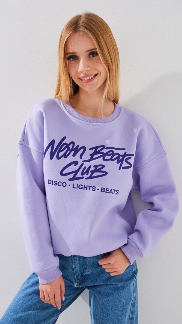 Світшот з принтом для дівчинки LAWA P-GB02339 134 см Лавандовий shop (2888000026125)  Фото №1