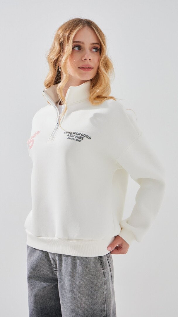 Світшот з принтом для дівчинки LAWA P-GB02341 140 см Молочний shop (2000999385520)  Фото №1