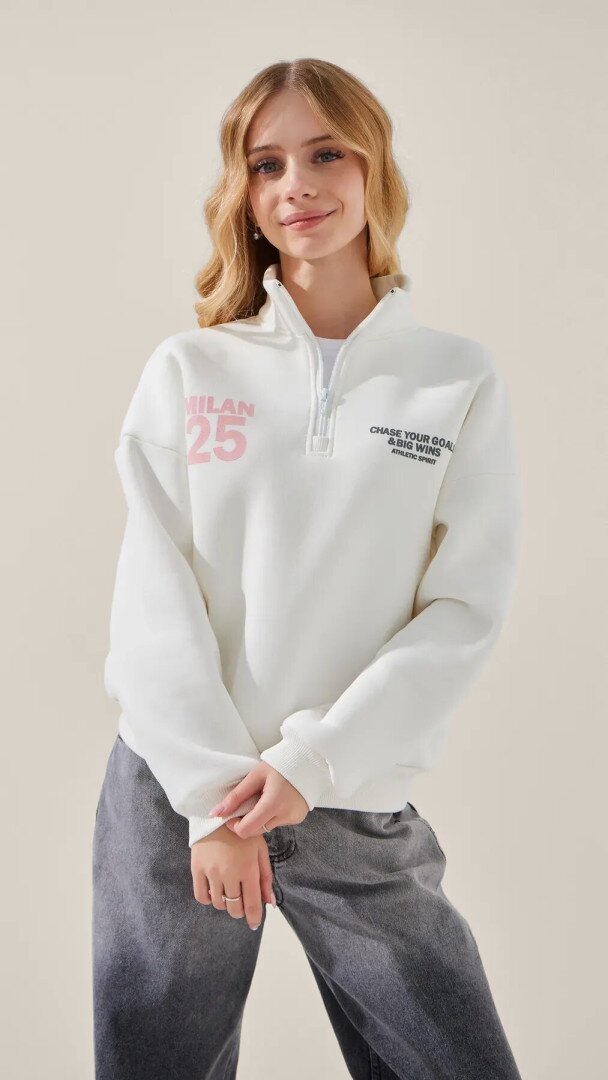 Світшот з принтом для дівчинки LAWA P-GB02341 158 см Молочний shop (2000999385568)