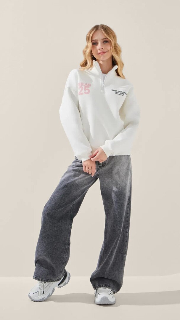 Світшот з принтом для дівчинки LAWA P-GB02341 158 см Молочний shop (2000999385568)  Фото №0