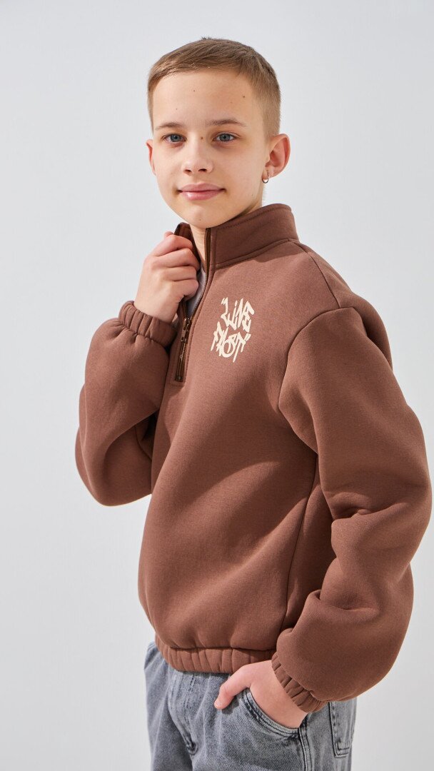 Світшот з принтом для хлопчика LAWA P-BB02330 140 см Кавовий shop (2000999388545)  Фото №1