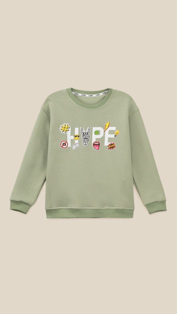 Світшот з принтом для хлопчика LAWA P-BB02332 134 см Оливковий shop (2888000025944)