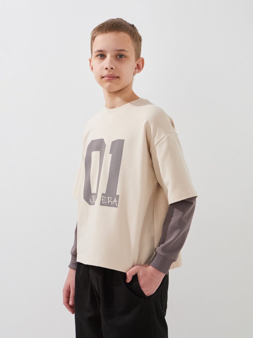 Світшот з принтом для хлопчика LAWA P-BB02339 134 см Бежевий shop (2000999536250)  Фото №1