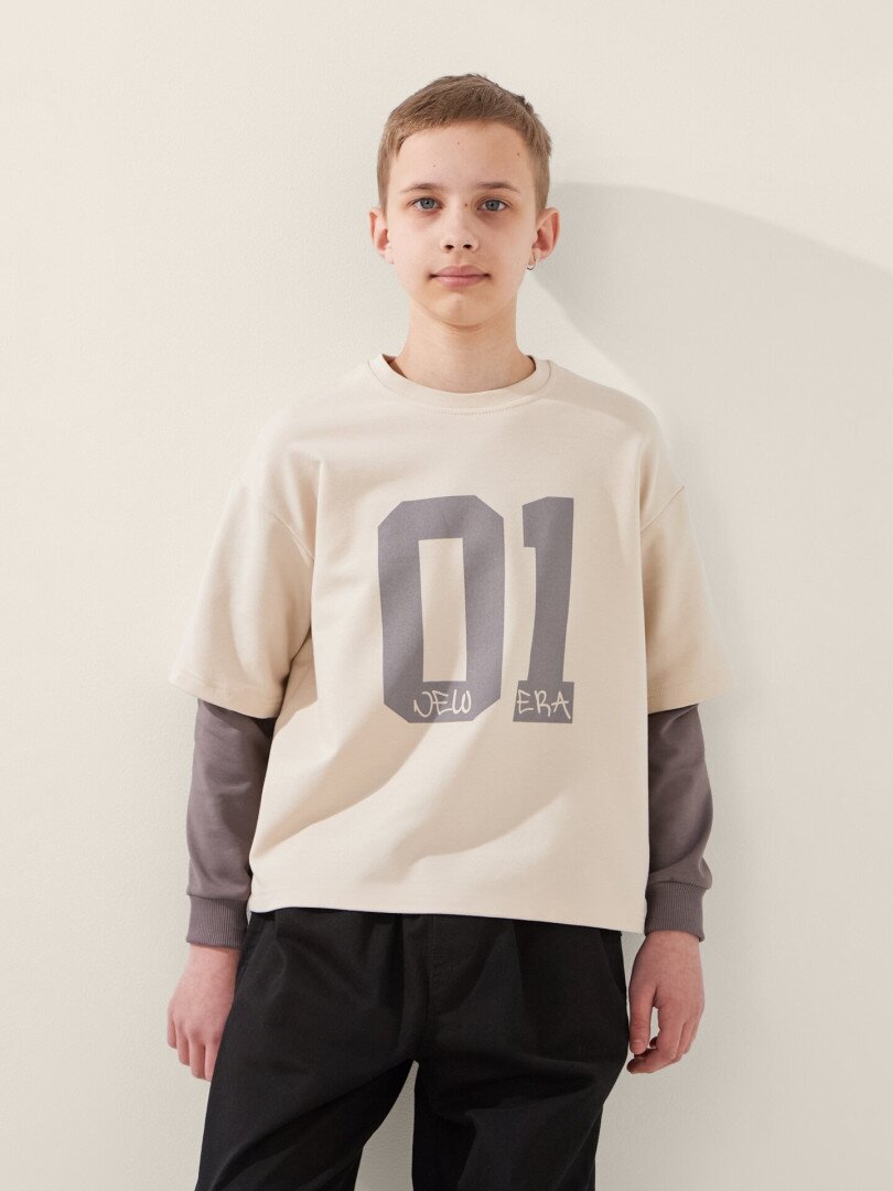 Світшот з принтом для хлопчика LAWA P-BB02339 140 см Бежевий shop (2000999536281)