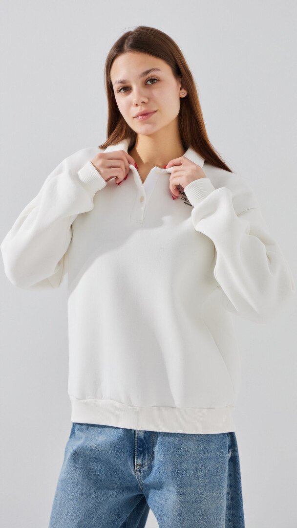 Світшот з принтом жіночий LAWA P-WT02309 2XL Молочний shop (2000999383045)  Фото №1
