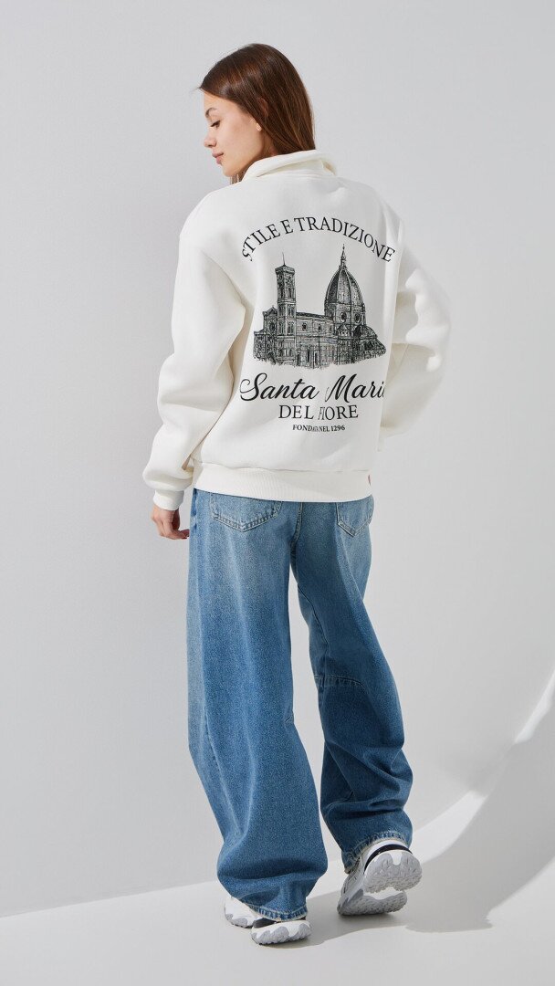 Світшот з принтом жіночий LAWA P-WT02309 2XL Молочний shop (2000999383045)  Фото №4