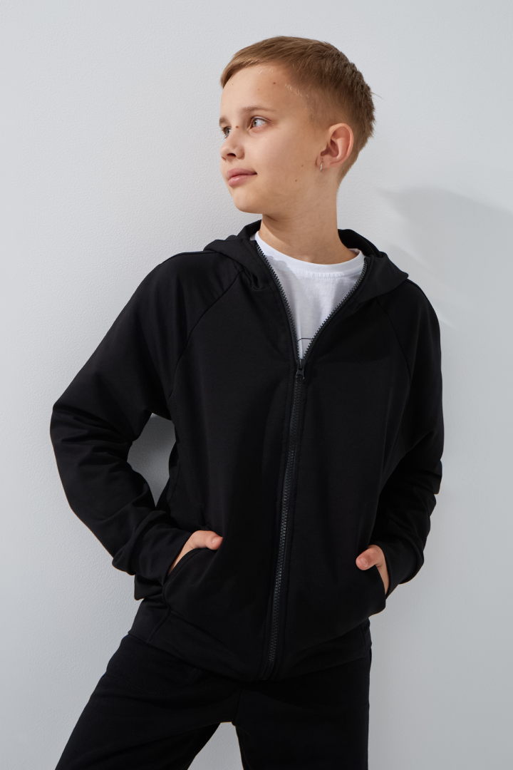 Толстовка однотонна для хлопчика LAWA BBC02321 122 см Чорний shop (2000999147692)