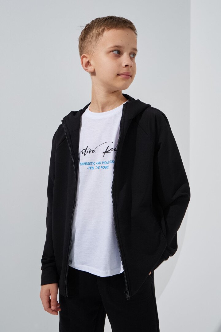 Толстовка однотонна для хлопчика LAWA BBC02321 122 см Чорний shop (2000999147692)  Фото №2