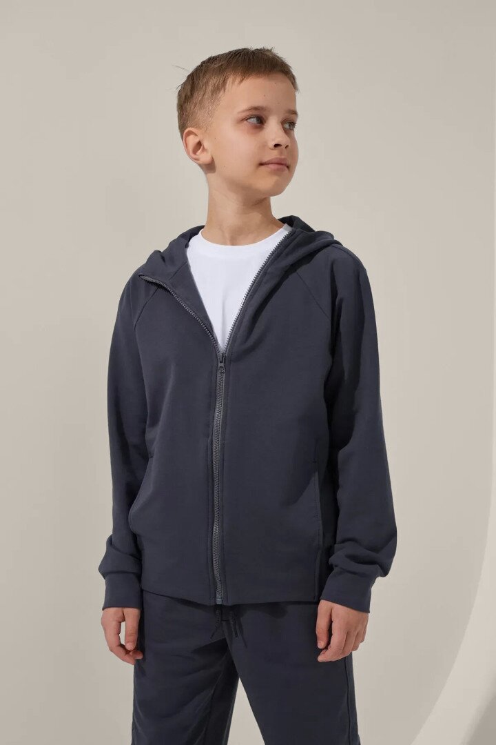 Толстовка однотонна для хлопчика LAWA BBC02321 140 см Графітовий shop (2000999147197)  Фото №1