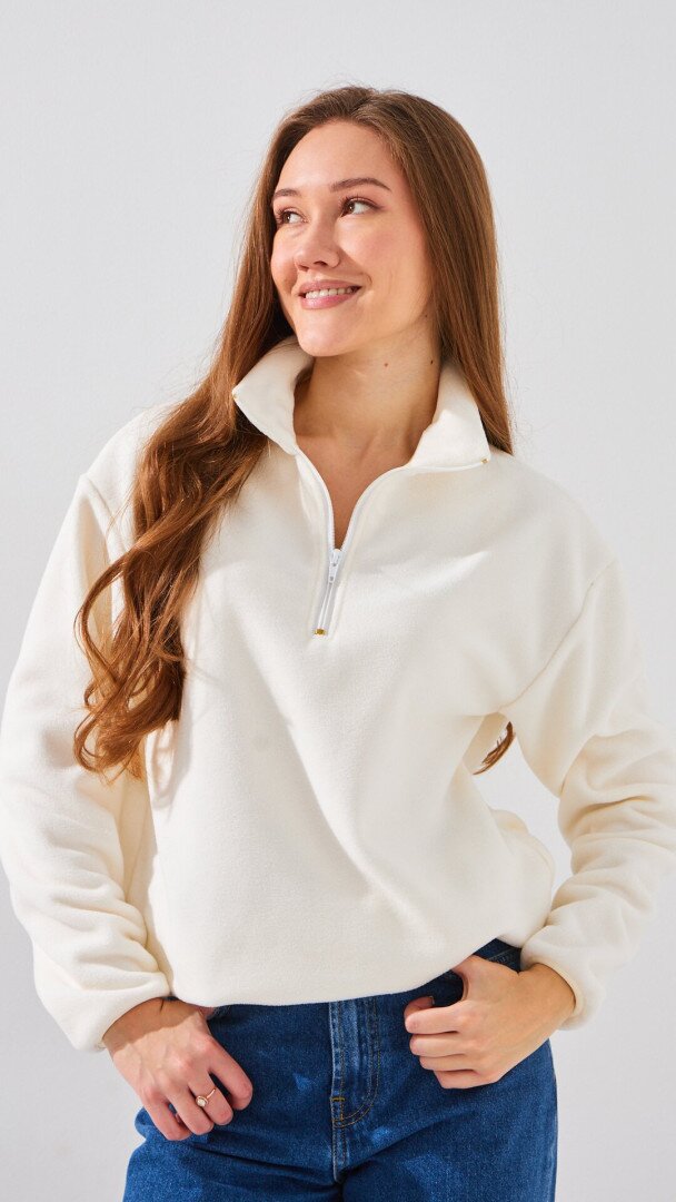 Толстовка однотонна жіноча LAWA WBC02473 XL Молочний shop (2888000022653)  Фото №1