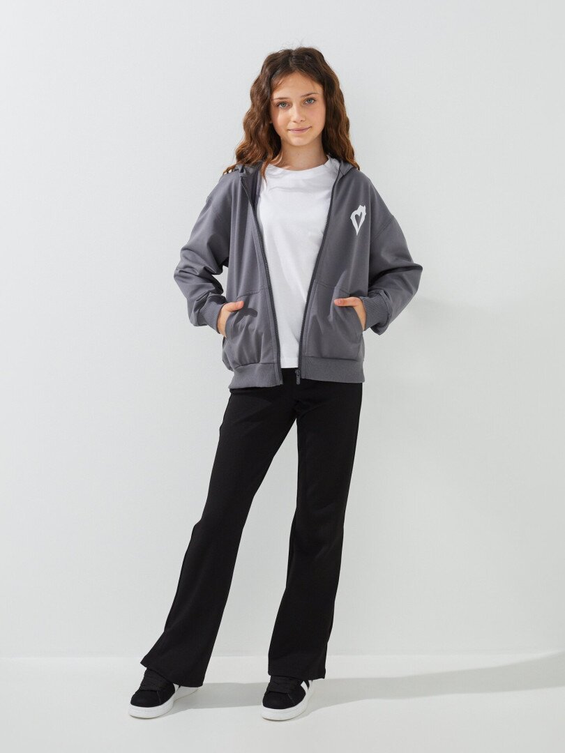Толстовка з принтом для дівчинки LAWA P-GB02343 140 см Графітовий shop (2000999564109)  Фото №1