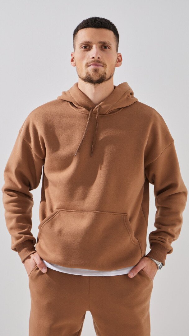 Худі однотонний чоловічий LAWA MBC02336 S Коричневий shop (2888000025197)