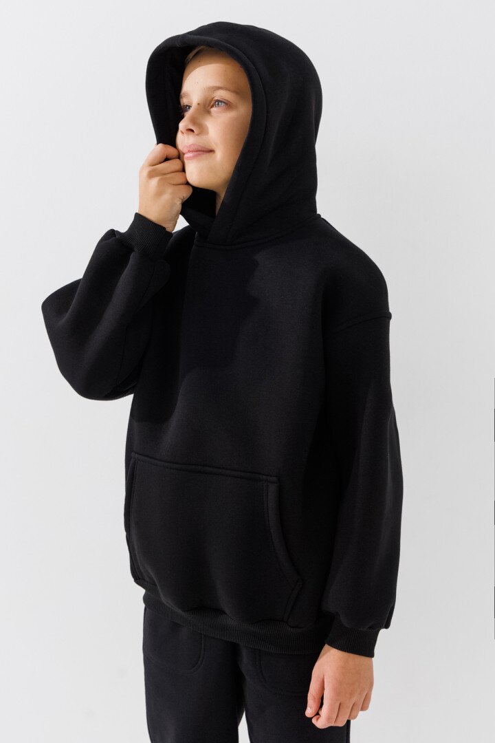 Худі однотонний для хлопчика LAWA BBC02310 158 см Чорний shop (2000990856210)  Фото №2