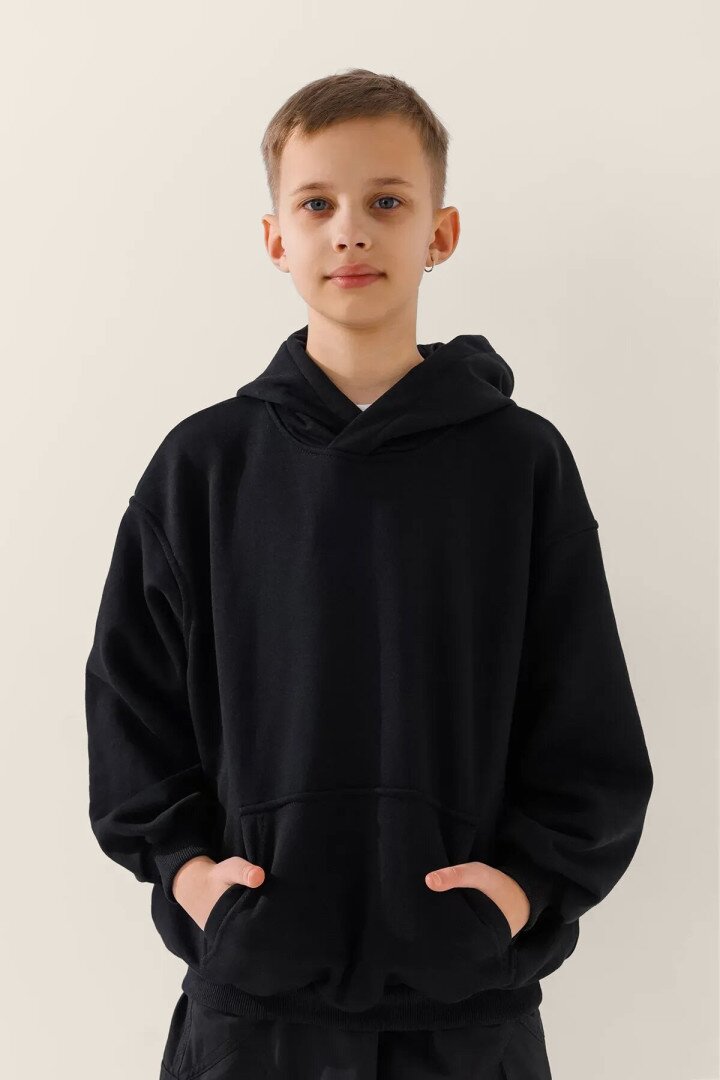 Худі однотонний для хлопчика LAWA BBC02319 122 см Чорний shop (2000990980892)  Фото №1