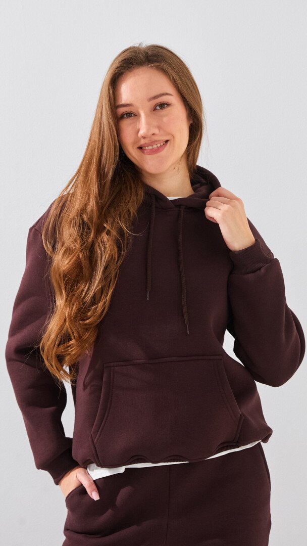 Худі однотонний жіночий LAWA WBC02321 2XL Шоколадний shop (2888000029331)