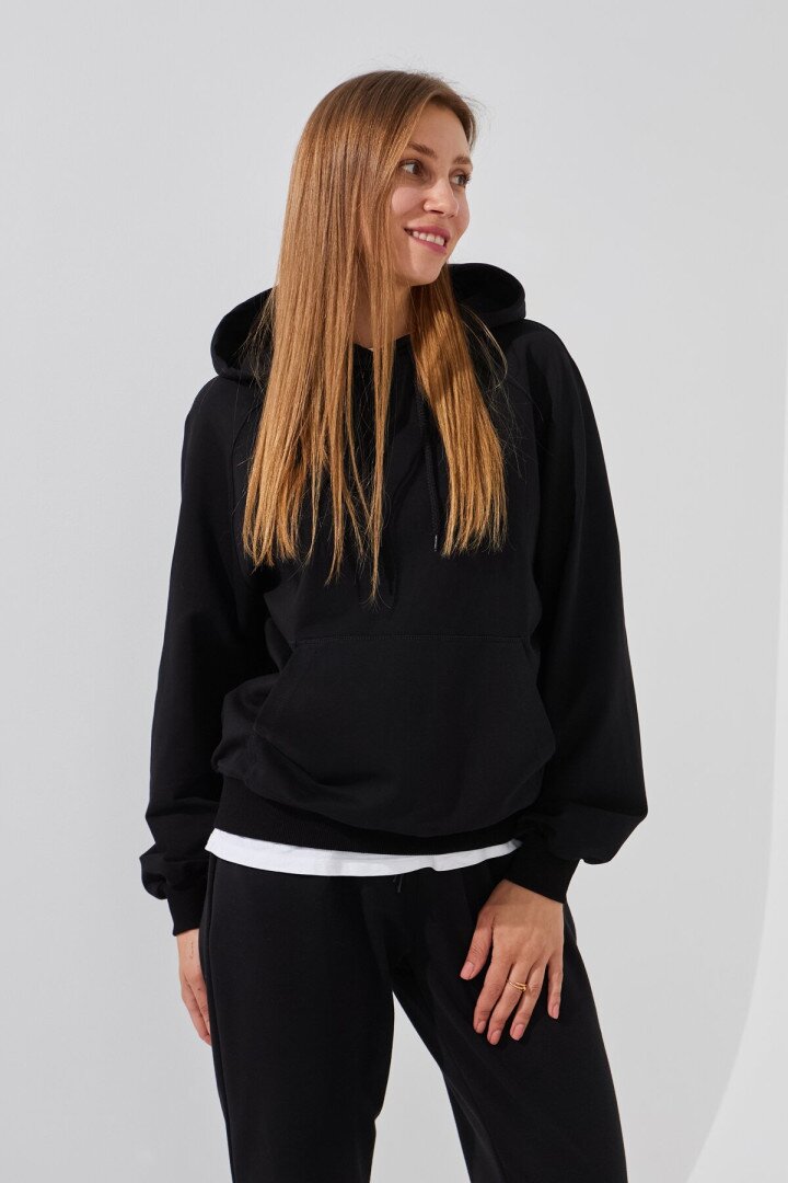 Худі однотонний жіночий LAWA WBC02461 XS Чорний shop (2000991036024)  Фото №1