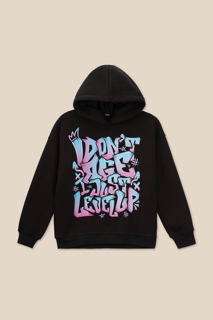 Худі з принтом для дівчинки LAWA P-GB02303 128 см Чорний shop (2000990878540)  Фото №4