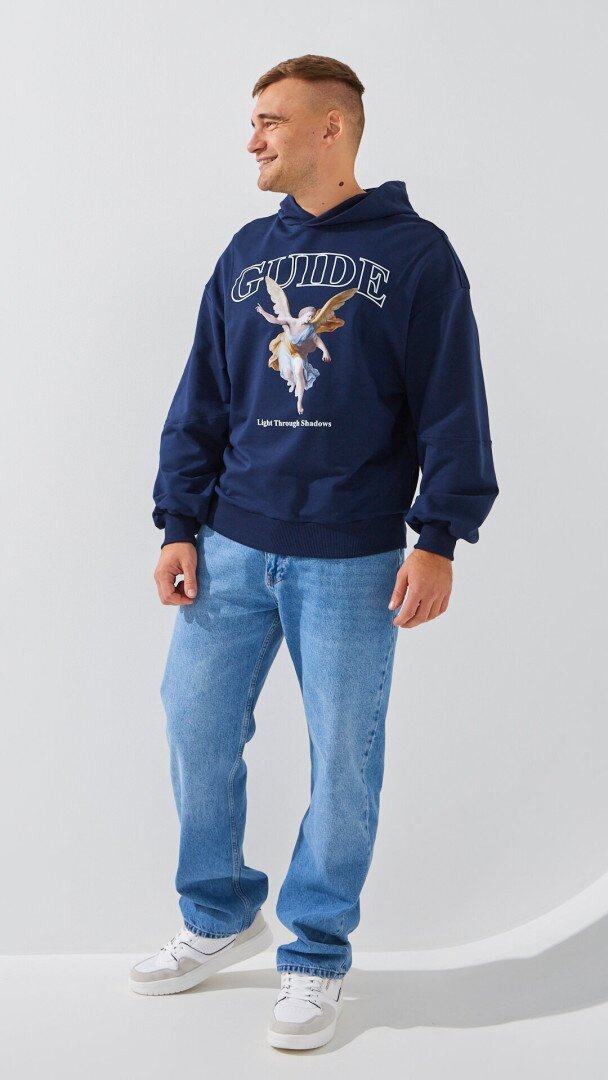 Худі з принтом чоловічий LAWA P-MB02351 L Темно-синій shop (2000999310683)  Фото №0