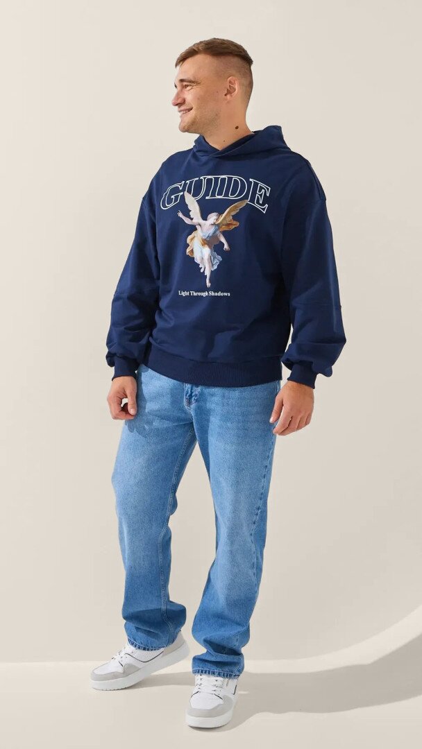 Худі з принтом чоловічий LAWA P-MB02351 M Темно-синій shop (2000999310676)  Фото №1