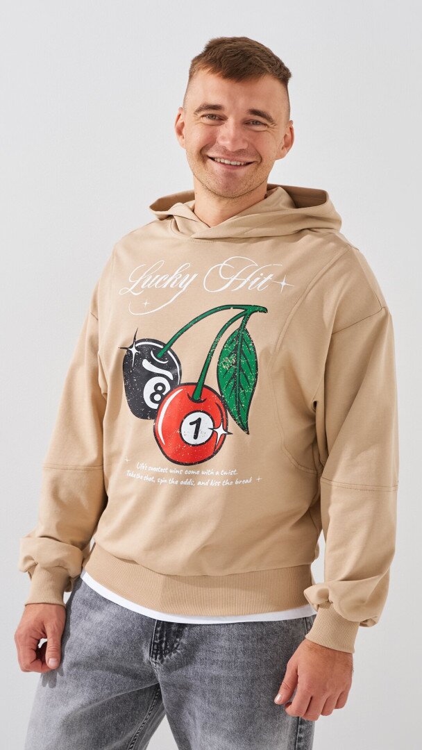 Худі з принтом чоловічий LAWA P-MB02354 S Бежевий shop (2888000016591)