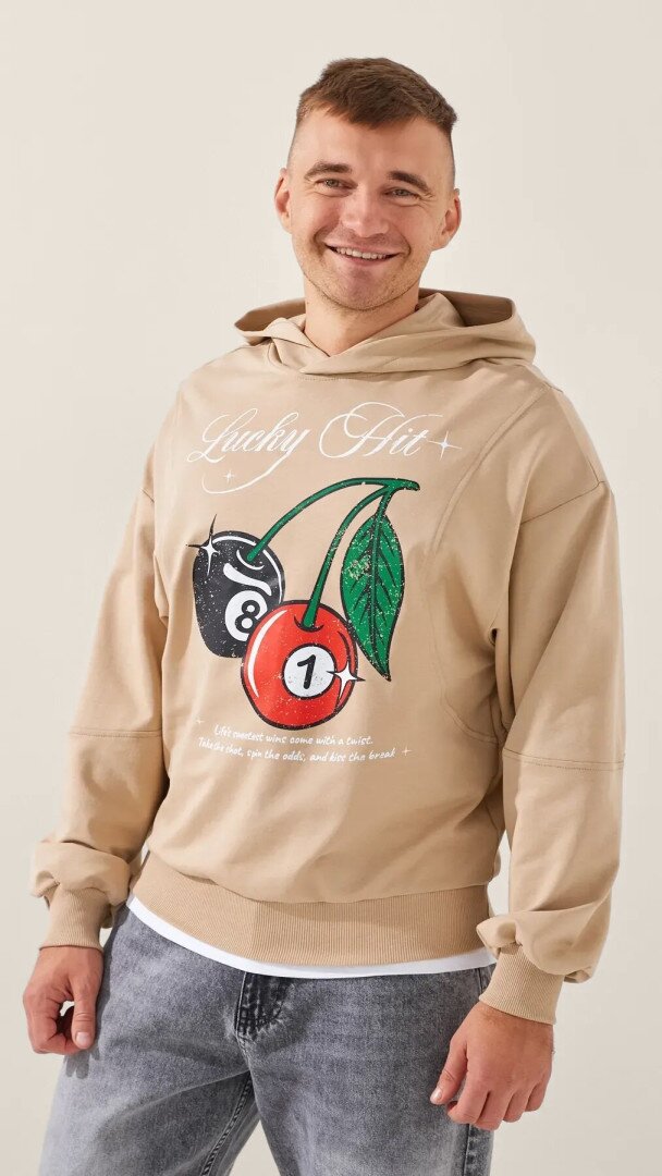 Худі з принтом чоловічий LAWA P-MB02354 L Бежевий shop (2888000016614)