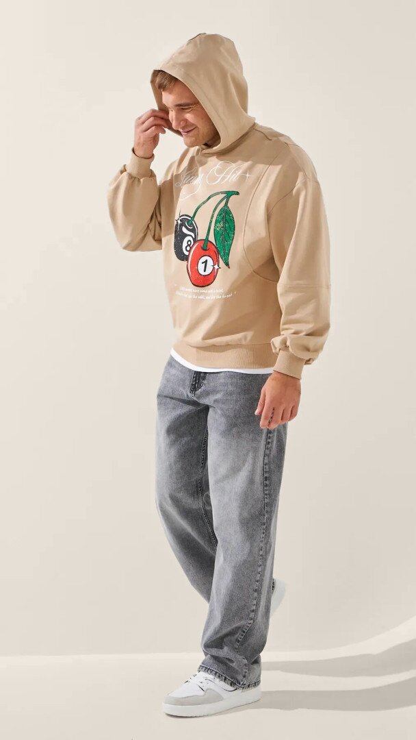Худі з принтом чоловічий LAWA P-MB02354 L Бежевий shop (2888000016614)  Фото №2