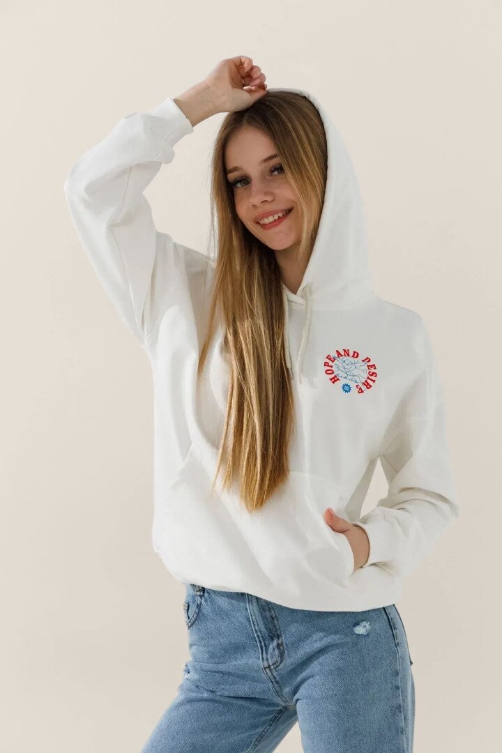 Худі з принтом для дівчинки LAWA P-GB02311 128 см Молочний shop (2000991041561)  Фото №2