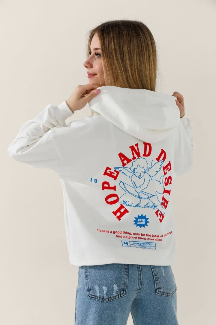 Худі з принтом для дівчинки LAWA P-GB02311 128 см Молочний shop (2000991041561)  Фото №4