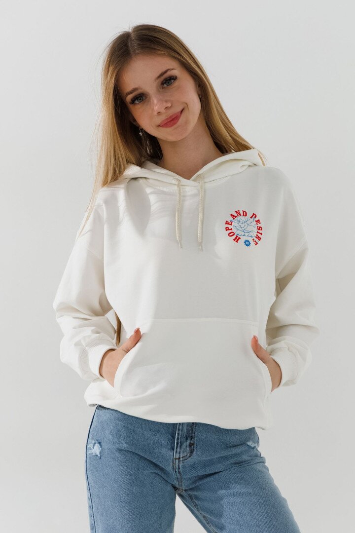 Худі з принтом для дівчинки LAWA P-GB02311 122 см Молочний shop (2000991041554)