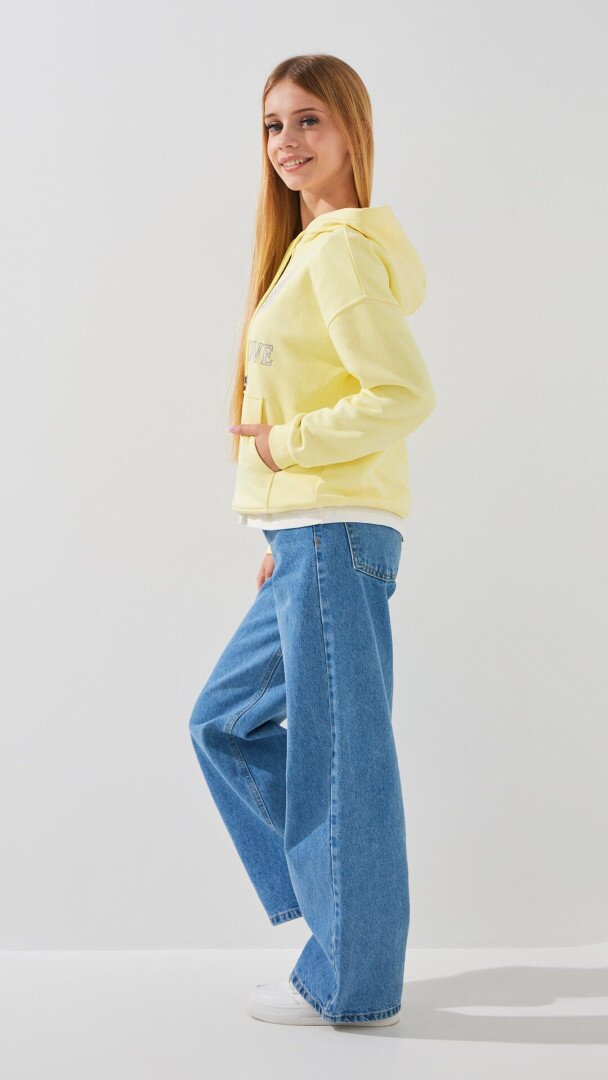 Худі з принтом для дівчинки LAWA P-GB02337 134 см Лимонний shop (2000999310584)  Фото №1