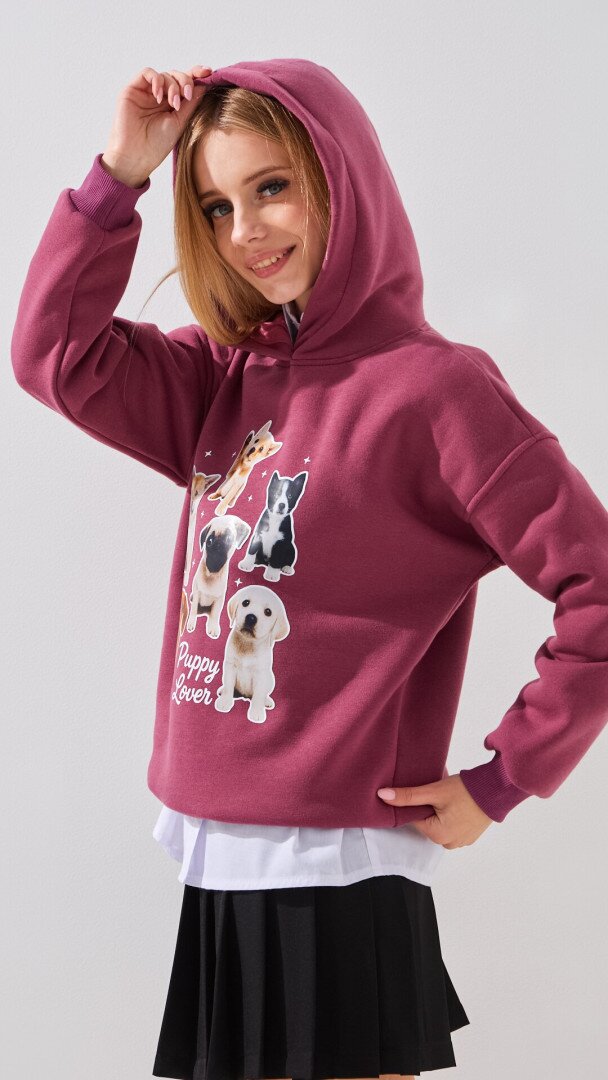 Худі з принтом для дівчинки LAWA P-GB02340 116 см Сливовий shop (2888000028310)  Фото №1