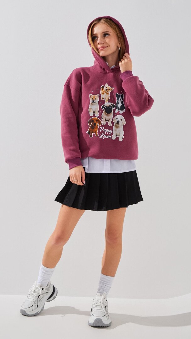 Худі з принтом для дівчинки LAWA P-GB02340 116 см Сливовий shop (2888000028310)  Фото №2