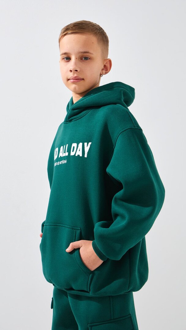 Худі з принтом для хлопчика LAWA P-BB02334 146 см Темно-смарагдовий shop (2888000026262)  Фото №2