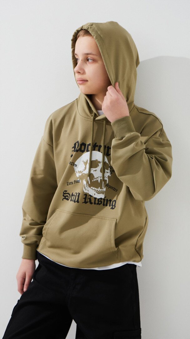 Худі з принтом для хлопчика LAWA P-BB02335 140 см Оливковий shop (2000999493263)  Фото №1